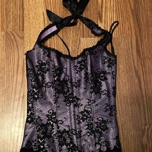 corset, lace, purple, black